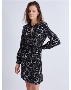 Платье А-силуэта в длине мини с вырезом и абстрактным принтом Zolla