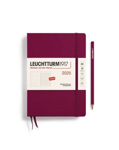 Еженедельник-блокнот Leuchtturm1917, A5, 2025г, без расписания, 72л, твердая обложка, портвейн + блокнот