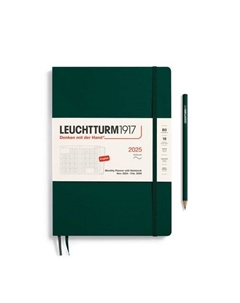 Планер-блокнот Leuchtturm1917, B5, на 16мес (11.25-02.27), 68л, твердая обложка, зеленый лес + блокнот