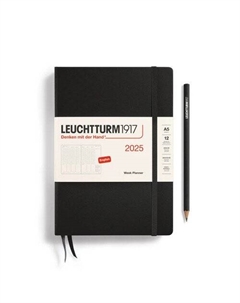 Еженедельник Leuchtturm1917, A5, 2025г, с расписанием, твердая обложка, черный + блокнот