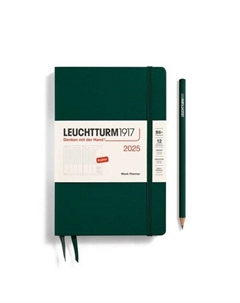 Еженедельник Leuchtturm1917, B6+, 2025г, с расписанием, твердая обложка, зеленый лес + блокнот