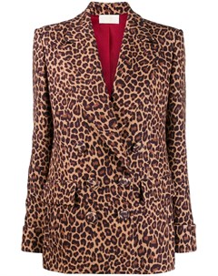 Sara battaglia двубортный пиджак с леопардовым принтом 38 коричневый Sara battaglia
