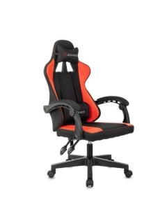 Кресло игровое Rudger, на колесиках, ткань/экокожа, черный/красный Zombie