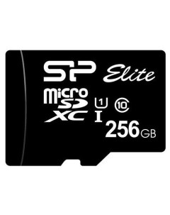 Карта памяти microSDXC UHS-I U1 Elite 256 ГБ, 100 МБ/с, Class 10, SP256GBSTXBV1V20, 1 шт., без адаптера Silicon power
