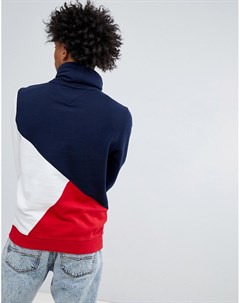 Свитшот колор блок с высоким воротником и логотипом темно синий красный белый Tommy jeans