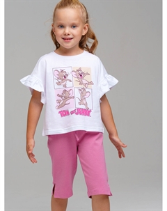Комплект трикотажный для девочек: фуфайка (футболка), бриджи Playtoday kids