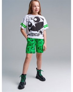 Комплект трикотажный для девочек: фуфайка (футболка), шорты Playtoday tween