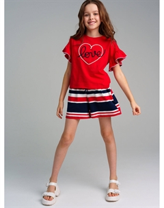 Комплект трикотажный для девочек: фуфайка (футболка), шорты Playtoday tween