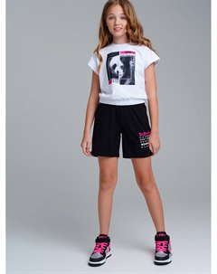 Комплект трикотажный для девочек: фуфайка (футболка), шорты Playtoday tween