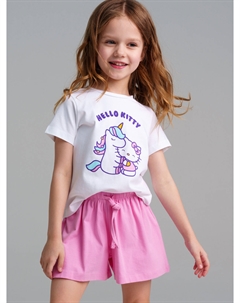 Комплект трикотажный для девочек: фуфайка (футболка), шорты Playtoday kids
