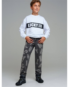 Брюки текстильные джинсовые утепленные флисом для мальчиков Playtoday tween