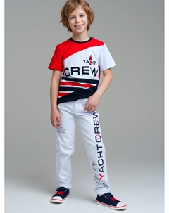 Брюки текстильные джинсовые для мальчиков Playtoday tween