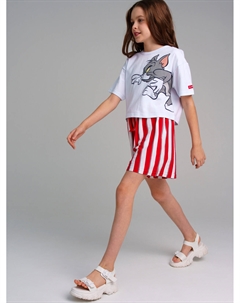 Комплект трикотажный для девочек: фуфайка (футболка), шорты Playtoday tween