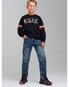 Брюки текстильные джинсовые утепленные флисом для мальчиков Playtoday tween