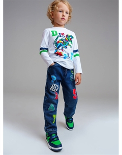 Брюки текстильные джинсовые утепленные флисом для мальчиков Playtoday kids