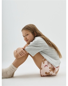 Пижамные шорты с новогодним принтом для девочек Sela