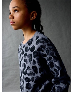 Вязаный джемпер с леопардовым принтом для девочек Sela