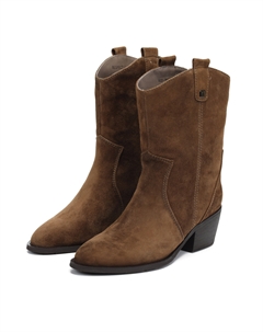 Коричневые ботинки казаки из натурального велюра Respect premium