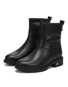 Черные зимние полусапоги из кожи Respect