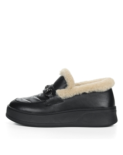 Черные утепленные слипоны из кожи и текстиля Respect