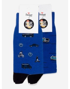 Комплект носков St.Friday Socks x Sock Club Moscow, Транспорт, Две пары носков, Синий St. friday