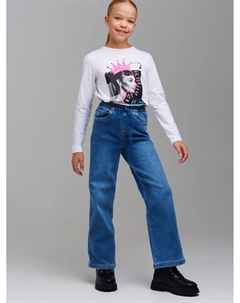 Брюки текстильные джинсовые утепленные для девочек Playtoday tween