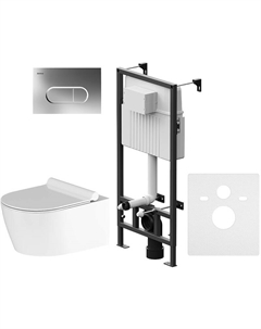 Комплект унитаза с инсталляцией Jupiter DX77.IS30251.1700 с сиденьем Микролифт и клавишей смыва Хром глянцевый Damixa