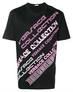 Versace collection футболка с принтом логотипов спереди l черный Versace collection