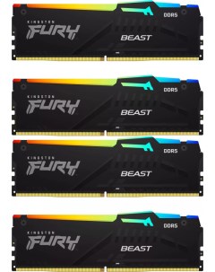Комплект памяти DDR5 DIMM 128Gb (4x32Gb), 5600MHz, CL40, 1.25V,, Fury Beast Black RGB (KF556C40BBAK4-128) Retail Kingston