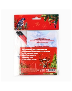 Подарочный набор новогодний, блокнот,карандаши простые 2 шт., восковые мелки Artfox