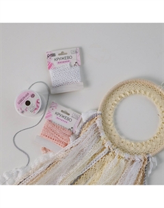 Кружево вязаное, 25 мм × 15 ± 1 м, цвет бежевый Арт узор