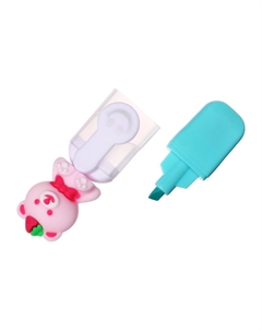 Набор маркеров текстовыделителей 6 штук 6 цветов, в пенале на молнии мишки Calligrata