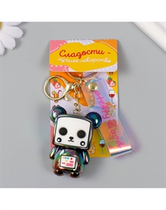 Брелок пластик, резина с карабином, ремешком Nobrand