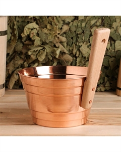 Ушат для бани и сауны, 2.2 л, медь, деревянная ручка, 20 см Nobrand