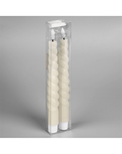 Набор светодиодных витых свечей, белые, 2 × 25 × 2 см, пластик, воск, батарейки ааах2 (не в комплекте), свечение теплое белое, 2 шт. Luazon lighting