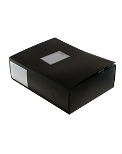 Папка-короб архивная а4, корешок 100 мм,, пластик, вырубная застежка, черная, до 900 листов Calligrata