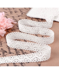 Кружево вязаное, 20 мм × 10 ± 1 м, цвет белый Арт узор
