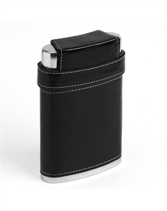 Фляжка, 240 мл, 3 стопки и воронка, в чехле, 8 oz, нержавеющая сталь, экокожа, черная Мастер к.