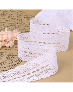 Кружево вязаное, 55 мм × 10 ± 1 м, цвет белый Арт узор