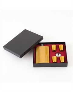 Подарочный набор 6 в 1: фляжка 270 мл, воронка, 4 рюмки, 18×24 см, нержавеющая сталь, золотистый Nobrand