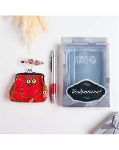 Набор подарочный 3 в 1, ручка, кошелек, заколка Take it easy