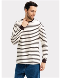 Лонгслив мужской в молочно-шоколадную полоску Mark formelle