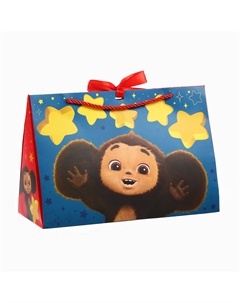 Пакет подарочный-коробка с тиснением,, 30×20×12 см Чебурашка