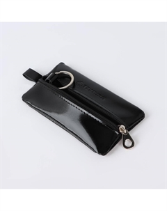 Ключница карманная на молнии, длина 12 см, кольцо, цвет черный Textura