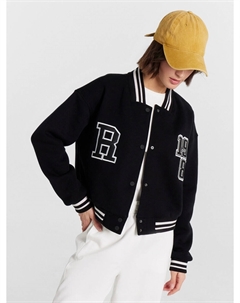 Бомбер женский черный с вышивкой Mark formelle