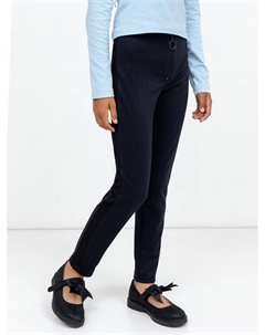 Длинные брюки синего цвета в елочку с лампасами для девочек Mark formelle