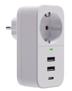 Сетевой фильтр SKT-1-CU2-W, 1-розетка, 2xUSB, 1xUSB Type-C, белый (SKT-1-CU2-W) Гарнизон