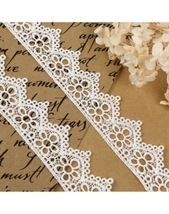 Кружево гипюровое, 35 мм × 9 ± 0,5 м, цвет белый Арт узор