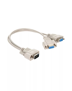 Кабель-разветвитель VGA(15M)-2xVGA(15F), 20 см, черный (VVG6530-0.2M) Vcom