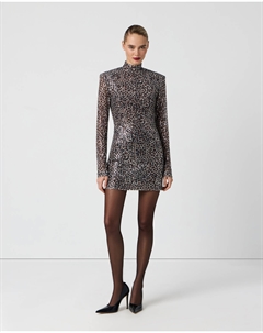 Леопардовое платье мини с пайетками 2mood